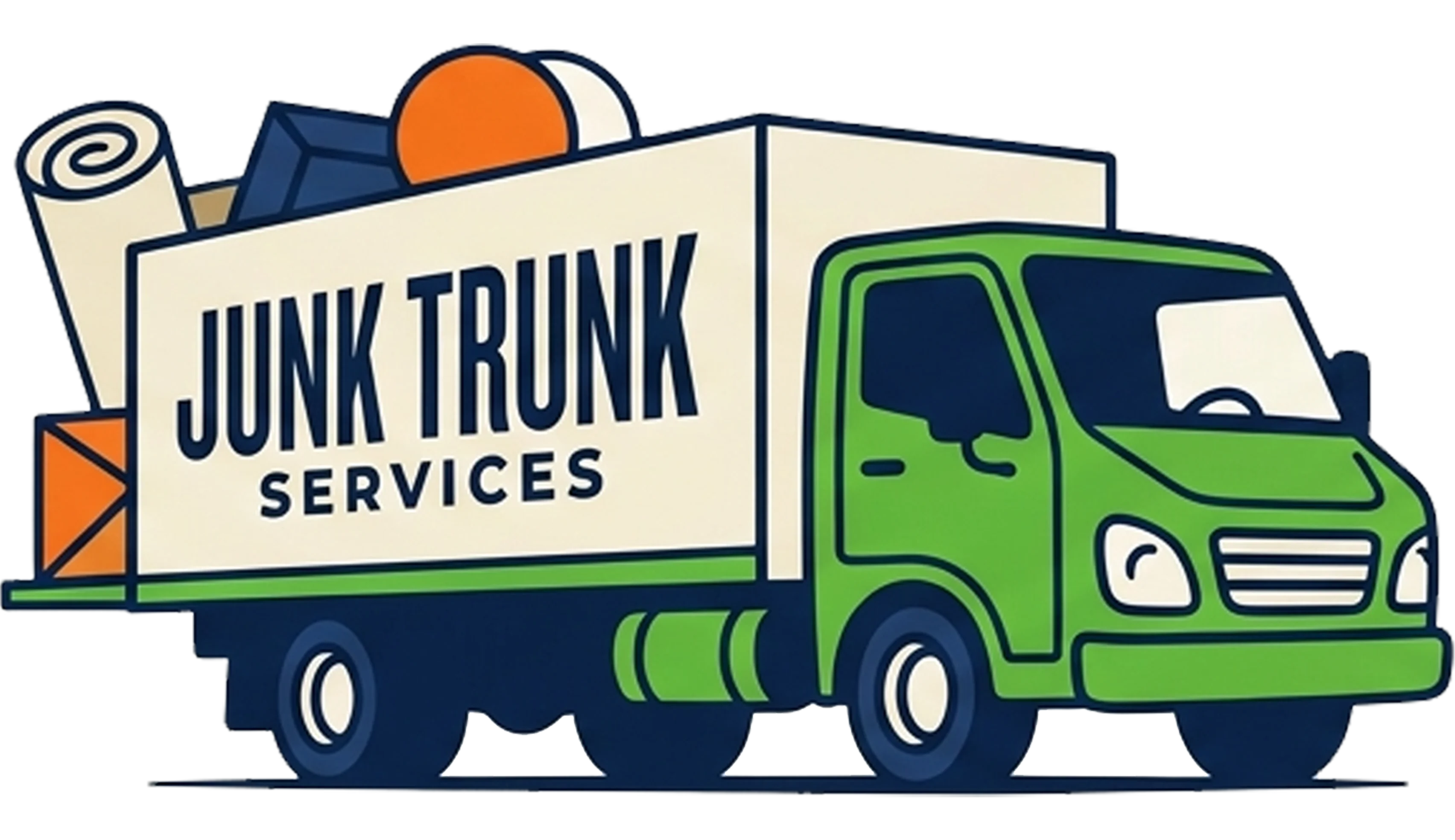 Green Junk Trunk Services box truck loaded with cargo